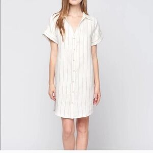 Maven West Short sleeve khaki Linen Shirt Dress Size Small